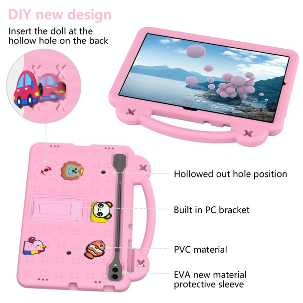 For Samsung Galaxy Tab S9 FE+ 12.4 X610N Handle Kickstand Children EVA Shockproof Tablet Case(Pink)