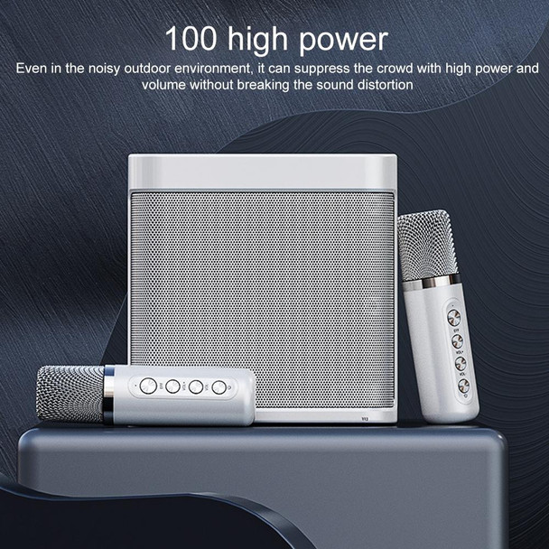 YS-203 Bluetooth Karaoke Speaker Wireless Microphone(Silver)