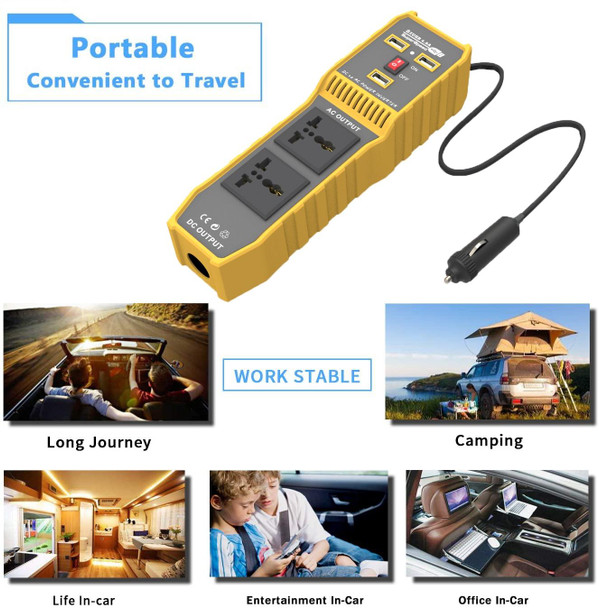 12V to 110V 300W Car Power Inverter with Three USB