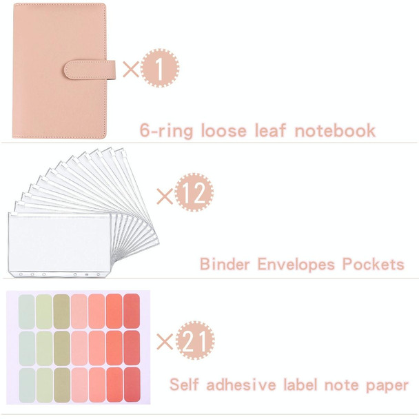 A5 Macaron Notebook PU Loose-leaf Cash Budget Handbook(Blue)