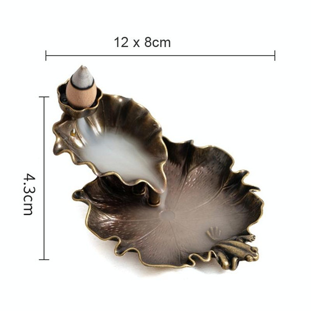 Alloy Lotus Leaf Inverted Incense Burner Antique Indoor Incense Burner(Bronze Color)