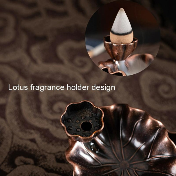 Alloy Lotus Leaf Inverted Incense Burner Antique Indoor Incense Burner(Bronze Color)