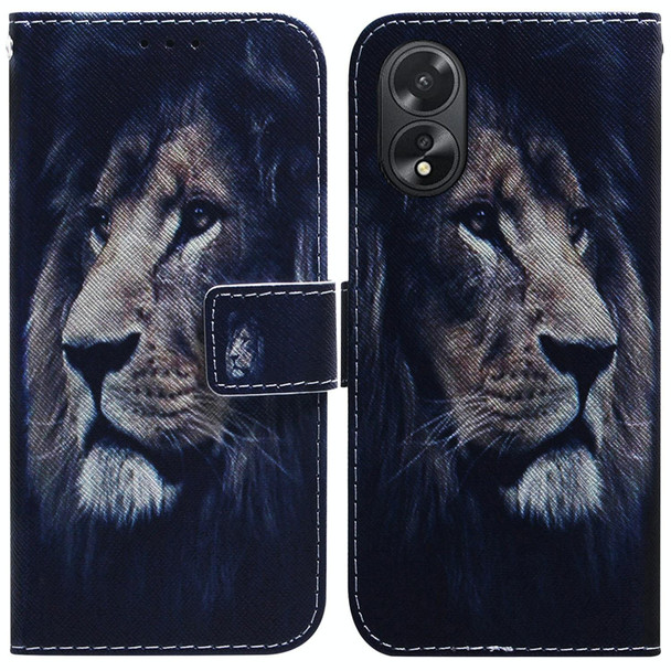 For OPPO A38 4G / A18 Coloured Drawing Flip Leatherette Phone Case(Lion)