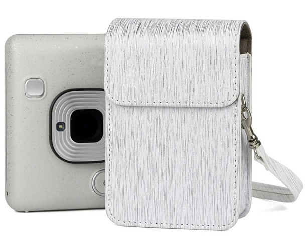 Richwell Brushed Camera Case PU Leather Case for Fujifilm Instax Mini Liplay Instant Camera(White)