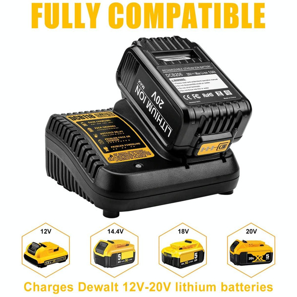 DCB118 For Dewalt 12V-20V Electric Tool Battery Charger, Plug: EU (Black)