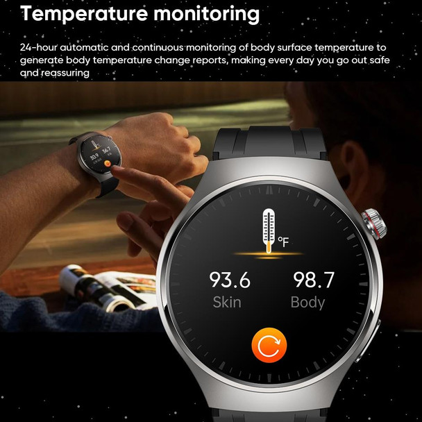 MT200 1.43 inch AMOLED IP67 Smart Call Watch, Support ECG/Body Temperature/Blood Glucose Monitoring(Black)