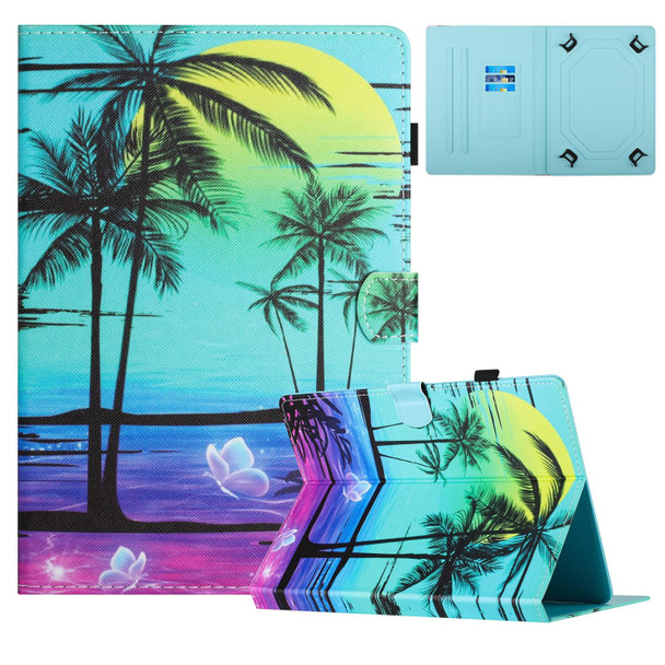 For 7 inch Universal Colored Drawing Stitching Leatherette Tablet Case(Coconut Tree)