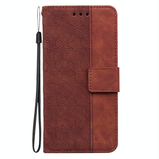 For Motorola Edge 40 Neo Geometric Embossed Leatherette Phone Case(Brown)