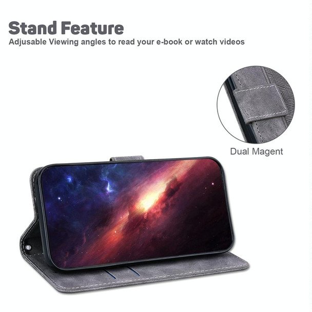 For Motorola Edge 40 Neo Geometric Embossed Leatherette Phone Case(Grey)