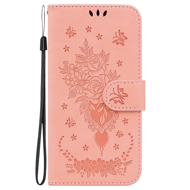 For Samsung Galaxy A15 Butterfly Rose Embossed Leatherette Phone Case(Pink)