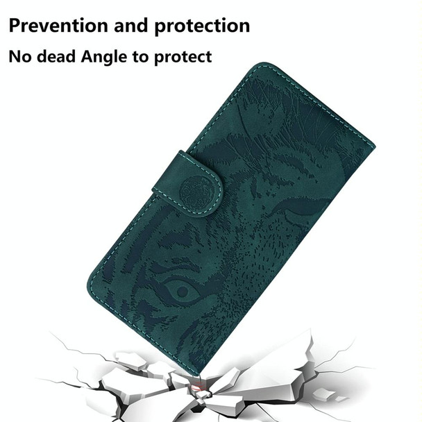 For Motorola Edge 40 Neo Tiger Embossing Pattern Leatherette Phone Case(Green)