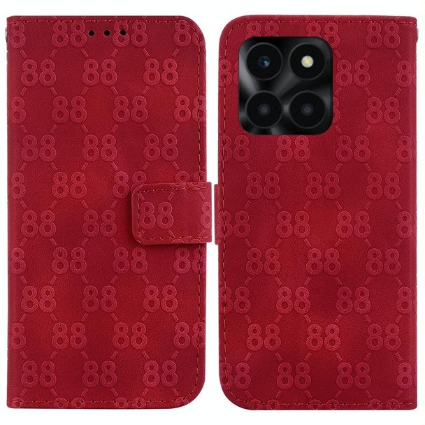 For Honor X6a Double 8-shaped Embossed Leatherette Phone Case(Red)