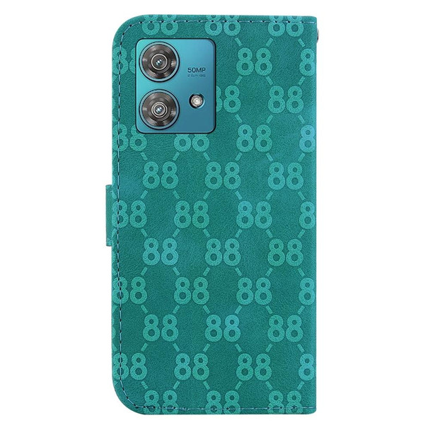 For Motorola Edge 40 Neo Double 8-shaped Embossed Leatherette Phone Case(Green)