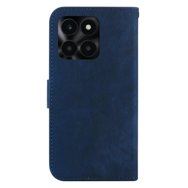 For Honor X6a Little Tiger Embossed Leatherette Phone Case(Dark Blue)