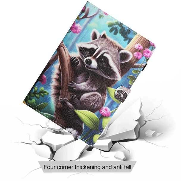 For Lenovo M10 Plus X606F Colored Drawing Stitching Leatherette Tablet Smart Case(Raccoon)