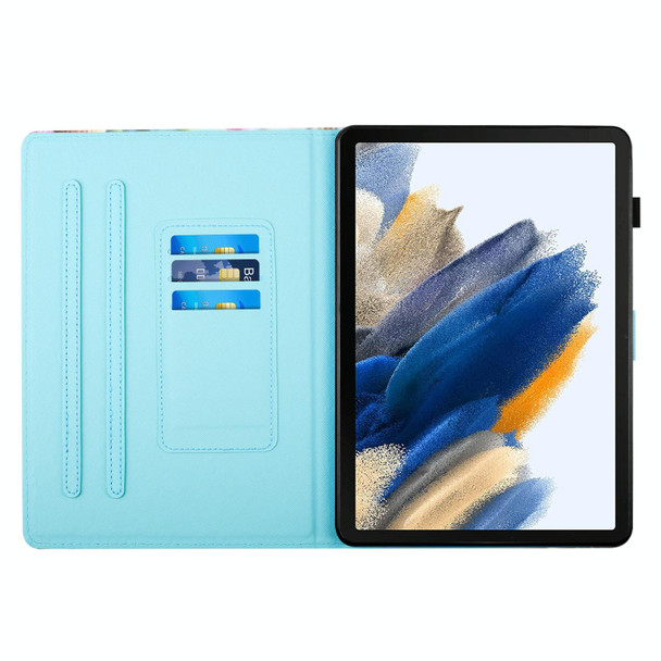 For Lenovo Tab M10 Gen 3 Colored Drawing Stitching Leatherette Tablet Smart Case(Yellow Cat)