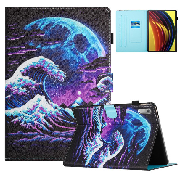 For Lenovo Tab P11 Gen 2 Colored Drawing Stitching Leatherette Tablet Smart Case(Sea Wave)