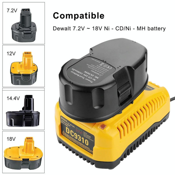 DCB9310 Fast Battery Charger for Dewalt 7.2V-18V XRP NI-CD NI-MH Battery, Plug: AU