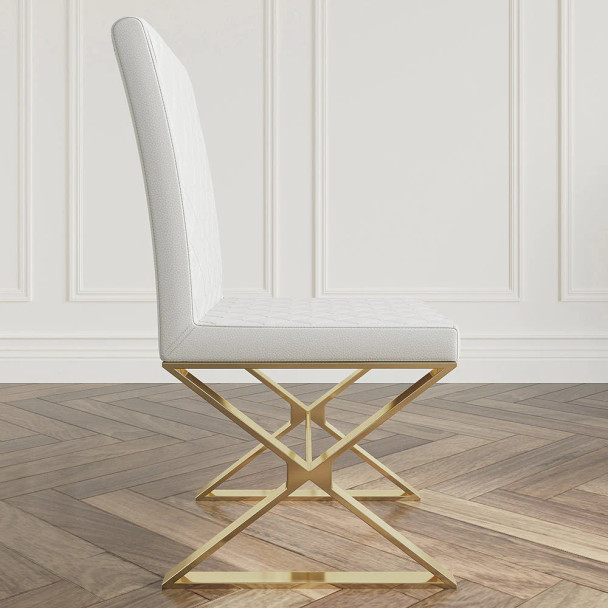 Home Vive - White On Gold Dining Chair