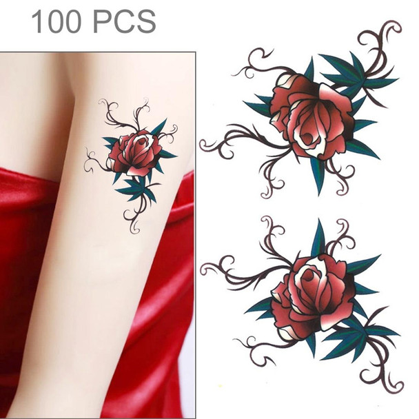 S-167 100 PCS Halloween Terror Rose Waterproof Realistic Temporary Tattoo Sticker