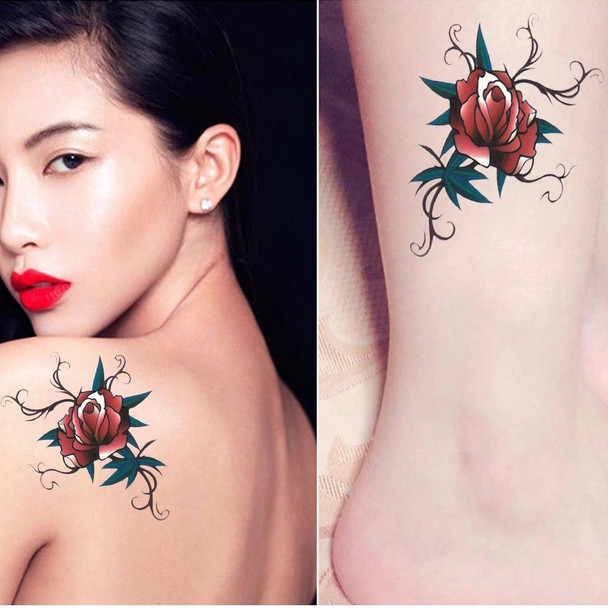 S-167 100 PCS Halloween Terror Rose Waterproof Realistic Temporary Tattoo Sticker