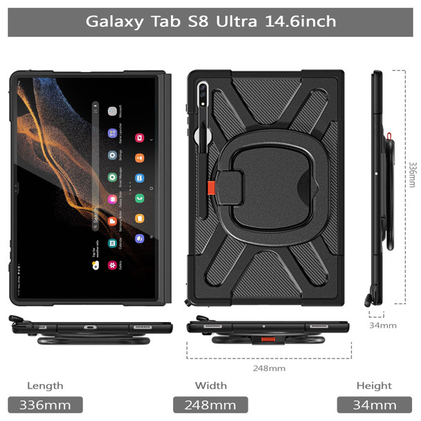 Samsung Galaxy S8 Ultra / X900 Rotary Handle Grip TPU + PC Tablet Case(Black)