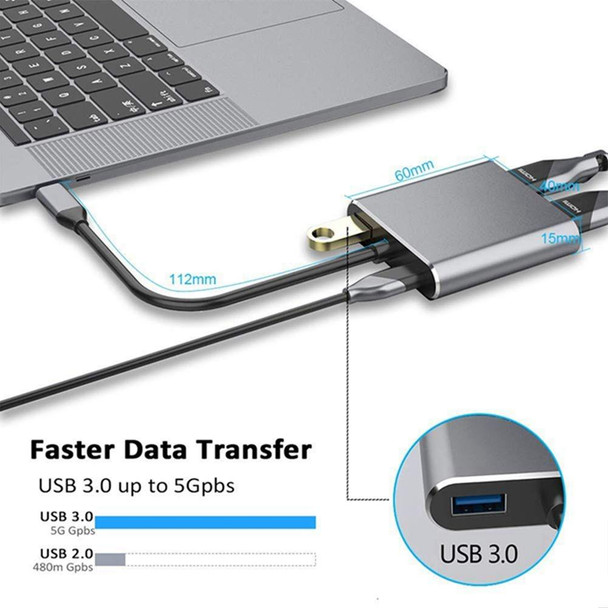 USB C to HDMI VGA 4K Adapter 4-in-1 Type C Adapter Hub to HDMI VGA USB 3.0 Digital AV Multiport Adapter with USB-C PD Charging Port Compatible for Nintendo Switch/Samsung/MacBook(Gray)