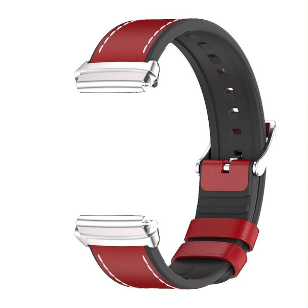 For Redmi Watch 3 Lite / Watch 3 Active Mijobs TPU Leatherette Watch Band(Red Silver)