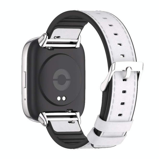 For Redmi Watch 3 Lite / Watch 3 Active Mijobs TPU Leatherette Watch Band(White Silver)