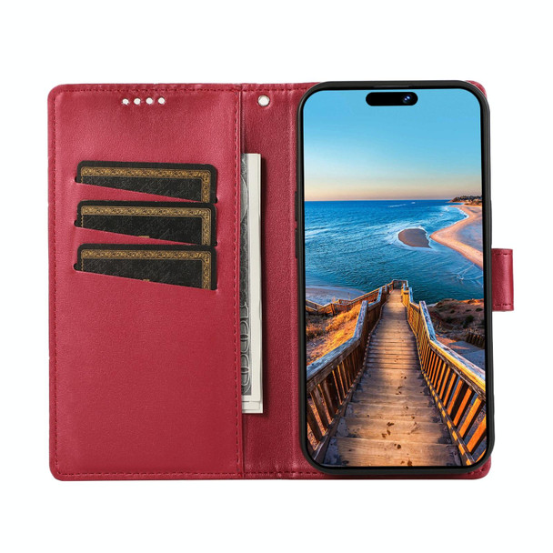 For ZTE Blade A31 PU Genuine Leather Texture Embossed Line Phone Case(Red)