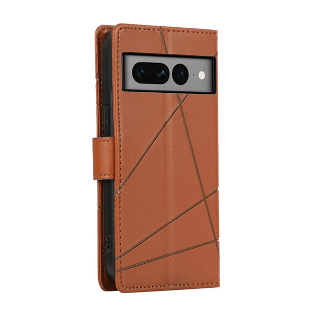 For Google Pixel 7 Pro PU Genuine Leatherette Texture Embossed Line Phone Case(Brown)