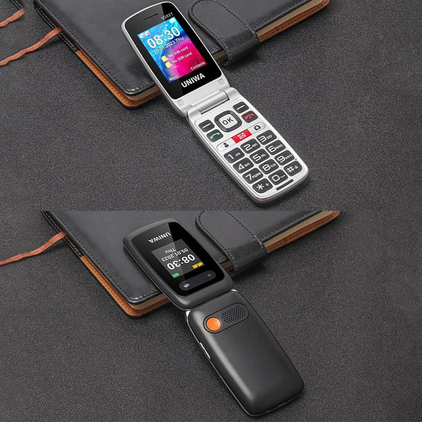 UNIWA V202T 4G Flip Style Phone, 2.4 inch Unisoc T107 Cat.1, SOS, FM, Dual SIM Cards, 21 Keys(Blue)
