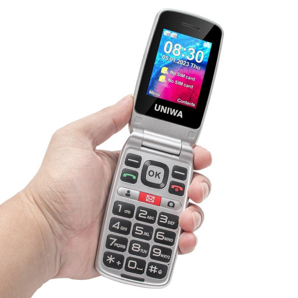 UNIWA V202T 4G Flip Style Phone, 2.4 inch Unisoc T107 Cat.1, SOS, FM, Dual SIM Cards, 21 Keys(Blue)