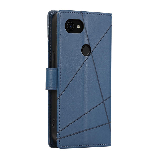 For Google Pixel 3a PU Genuine Leatherette Texture Embossed Line Phone Case(Blue)