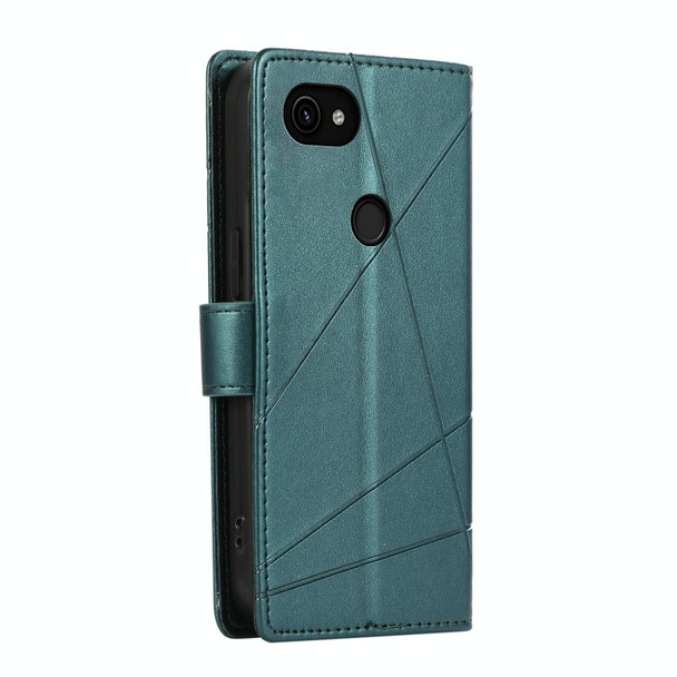 For Google Pixel 3a PU Genuine Leatherette Texture Embossed Line Phone Case(Green)