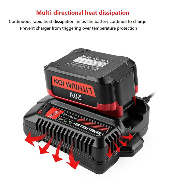 For Craftsman CMCB202 / CMCB204 / CMCB209 Electric Tool 20V Lithium Battery Charger, Plug: AU