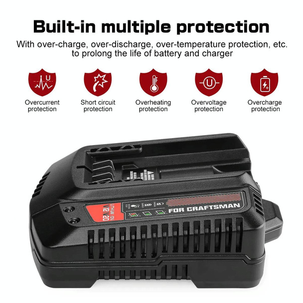 For Craftsman CMCB202 / CMCB204 / CMCB209 Electric Tool 20V Lithium Battery Charger, Plug: EU