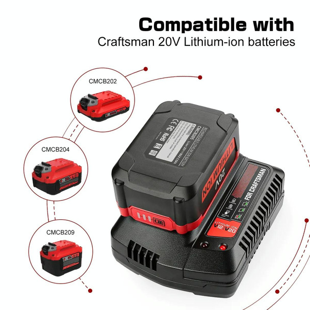 For Craftsman CMCB202 / CMCB204 / CMCB209 Electric Tool 20V Lithium Battery Charger, Plug: EU