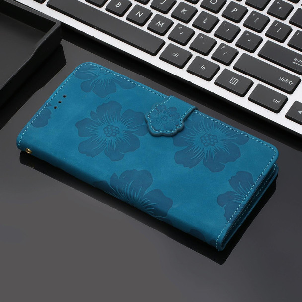 For Samsung Galaxy A15 Flower Embossing Pattern Leatherette Phone Case(Blue)