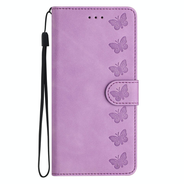 For Samsung Galaxy A05s Seven Butterflies Embossed Leatherette Phone Case(Purple)