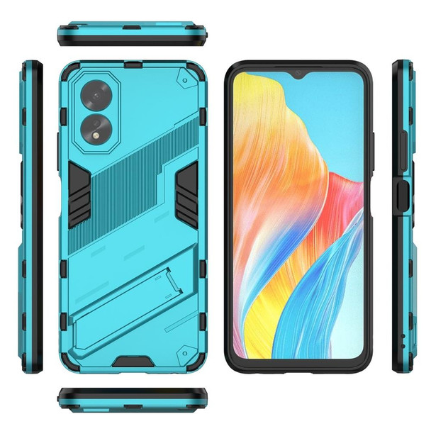 For OPPO A38 4G Global Punk Armor 2 in 1 PC + TPU Phone Case with Holder(Blue)