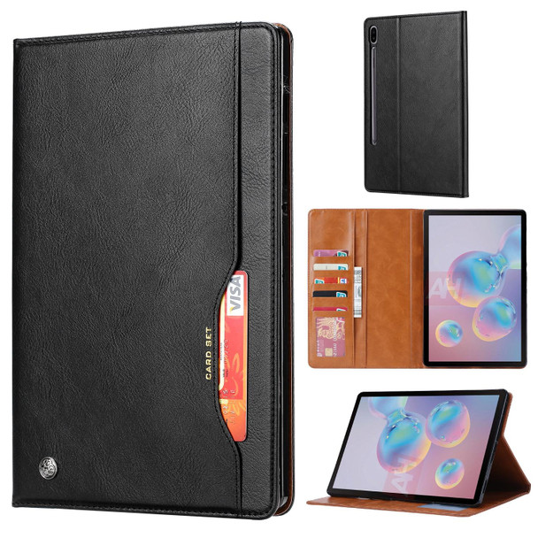 Samsung Galaxy Tab S7 FE/S7 Lite/T730/T735/T736B Knead Skin Texture Horizontal Flip Leather Case with Photo Frame & Holder & Card Slots & Wallet(Black)