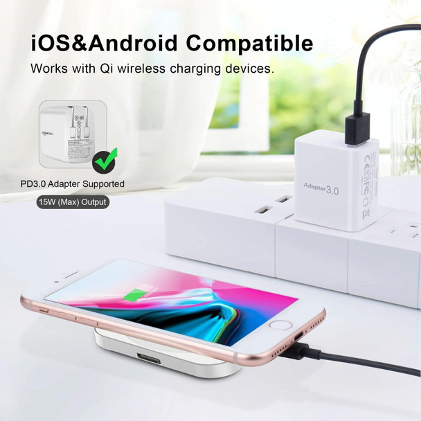 For iPhone / AirPods / iWatch Series 3 in 1 Portable Wireless Charger(Silver)