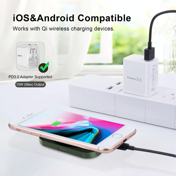 For iPhone / AirPods / iWatch Series 3 in 1 Portable Wireless Charger(Green)