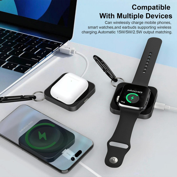 For iPhone / AirPods / iWatch Series 3 in 1 Portable Wireless Charger(Black)