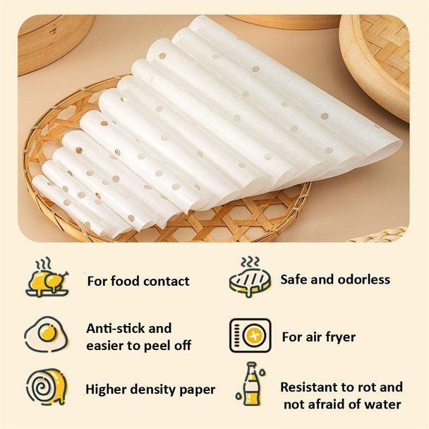 100pcs /Pack Steamer Paper Non-stick Disposable Grease-proof Paper Round Air Fryer Pad, Size: 8 Inches (20.3cm)