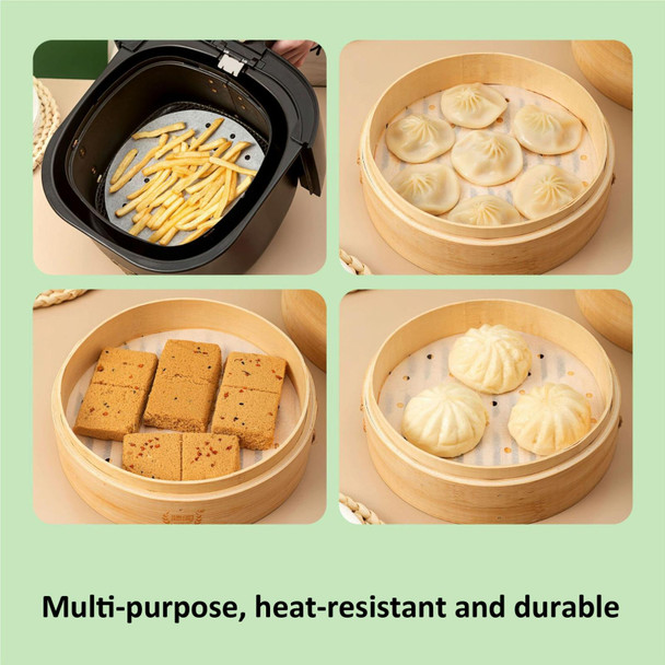 100pcs /Pack Steamer Paper Non-stick Disposable Grease-proof Paper Round Air Fryer Pad, Size: 7 Inches (17.78cm)