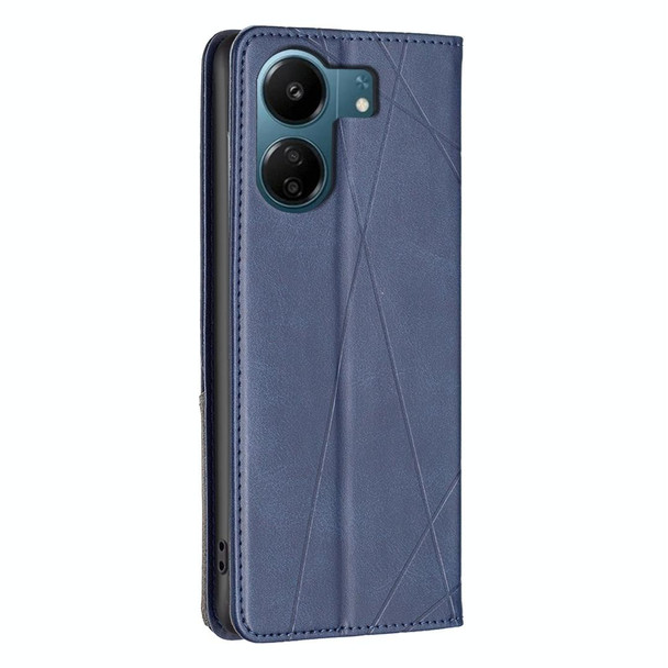 For Xiaomi Redmi 13C Rhombus Texture Magnetic Leather Phone Case(Blue)