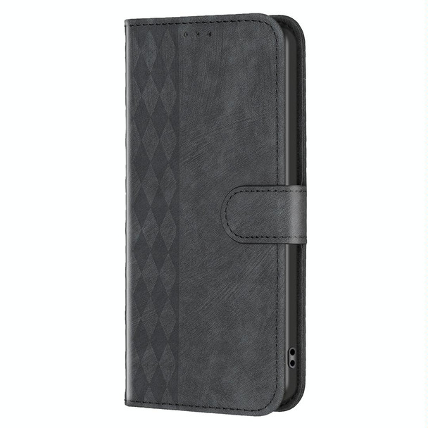 For Xiaomi Redmi 13C Plaid Embossed Leather Phone Case(Black)