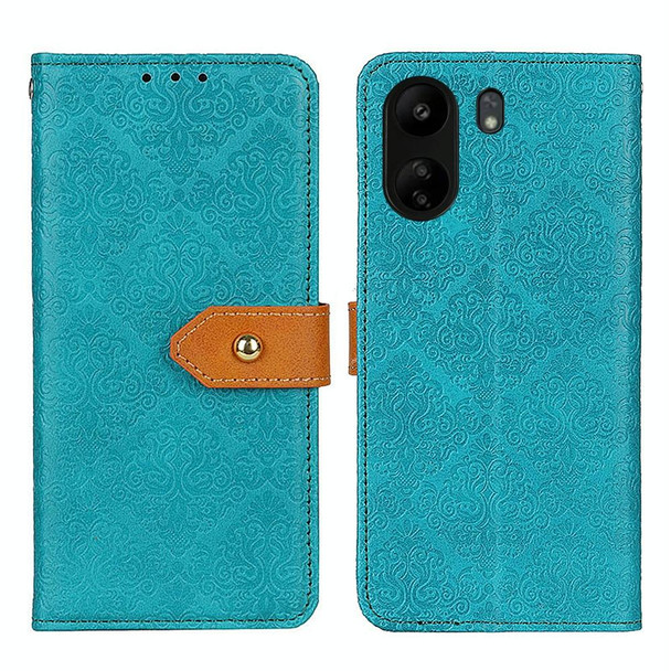 For Xiaomi Redmi 13C European Floral Embossed Leather Phone Case(Blue)